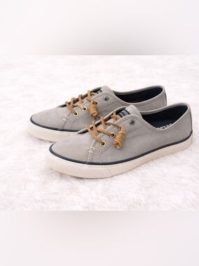 Sperry Top-Sider Gray Canvas Sneakers Women’s Size 6 Casual Lace-Up Shoes